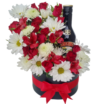 Mini roses with mix flowers plus Baileys 200ml