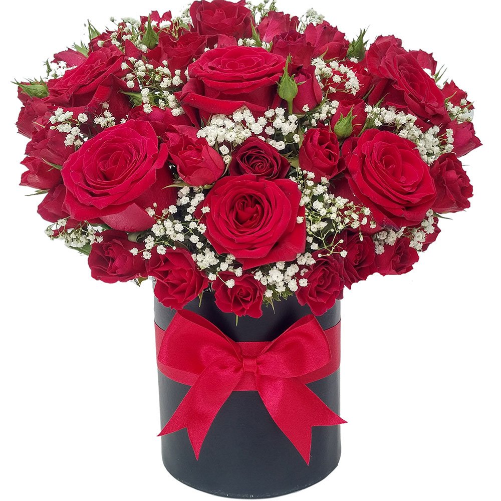 6 roses & mini roses with baby breath