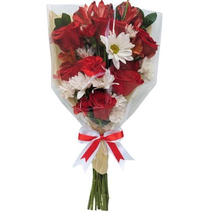 6 roses with mix flowers