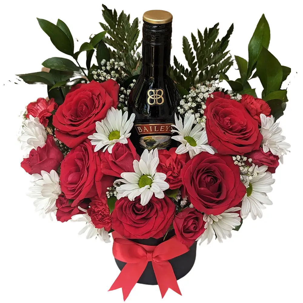 5 Roses & mix flowers with Baileys 200ml