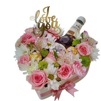 Mini roses & mix flowers with Banrock 200ml & Ferrero rocher
