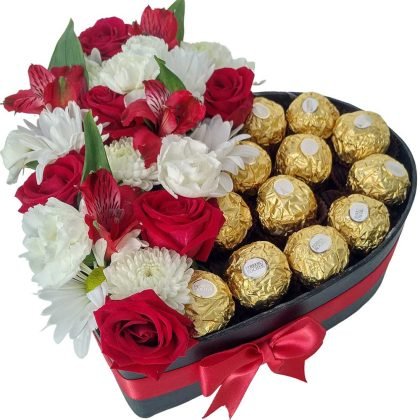 Mini roses & mix flowers with Ferrero rocher