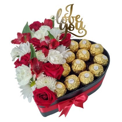 Mini roses & mix flowers with Ferrero rocher