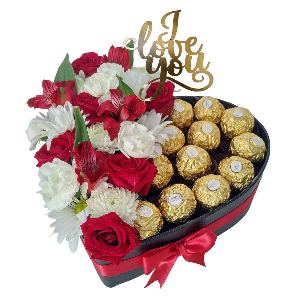 Mini roses & mix flowers with Ferrero rocher