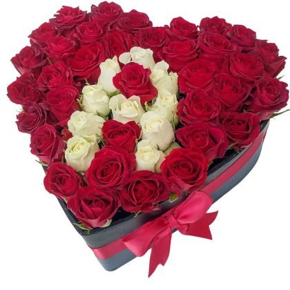 Mini roses in a letter shape