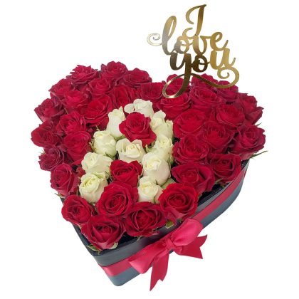 Mini roses in a letter shape