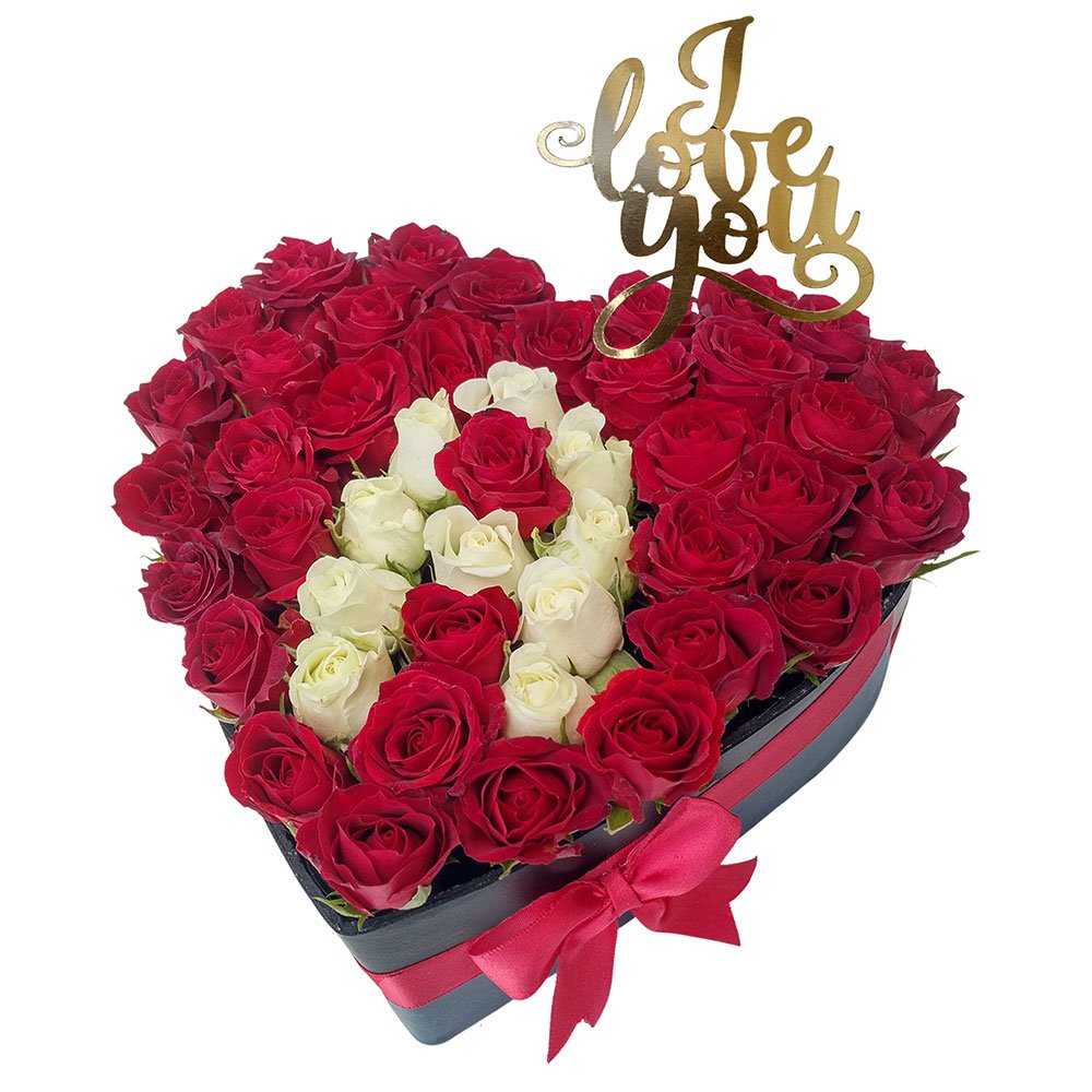 Mini roses in a letter shape