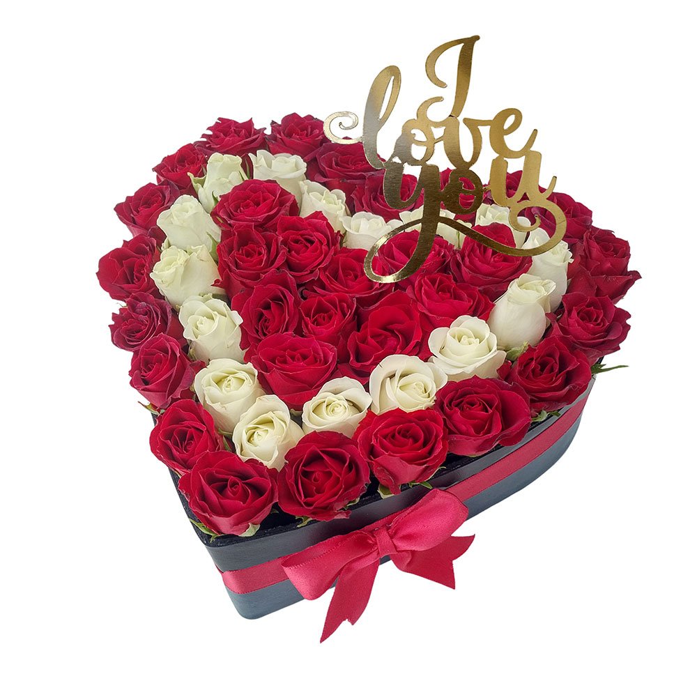 Mini roses in a heart shape