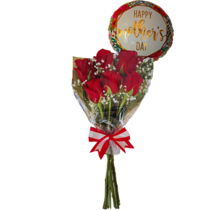 B8 - 6 roses & baby breath