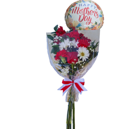 B14 - 1 rose, 3 Carnations & mix flowers