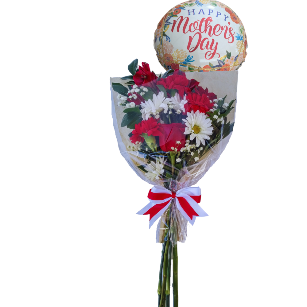 B14 - 1 rose, 3 Carnations & mix flowers