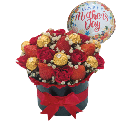 CS3 - mini roses, strawberries with baby breath & Ferrero Rocher